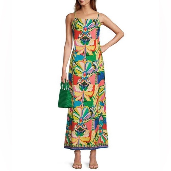 ANTONIO MELANI Dresses & Skirts - NWTAntonio Melani Giulia Printed Linen Blend Straight Neck Sleeveless Maxi Dress